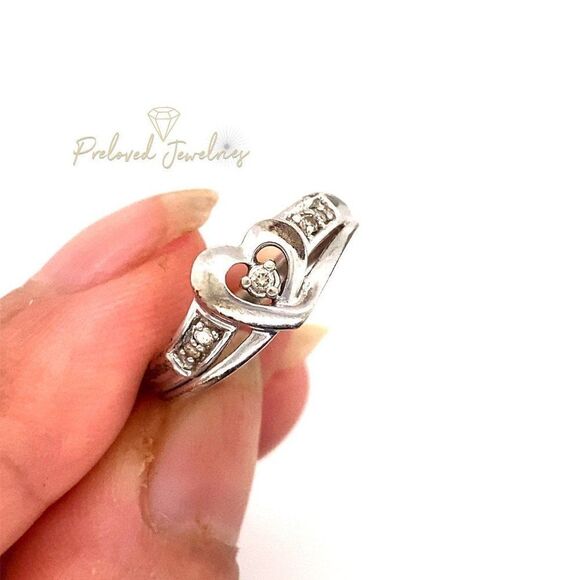 10k Heart with Diamonds Ladies Ring - Picture 4 of 10